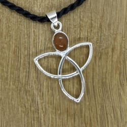 Silver Coloured Metal Triquetra with Carnelian Pendant